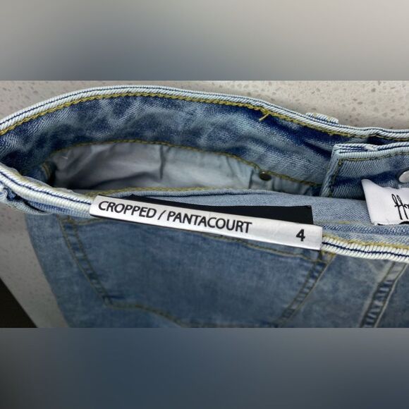 Joseph Ribkoff Pearl Embellished Cropped Jeans High Rise NWT Size (4) 27x28 - Picture 6 of 14